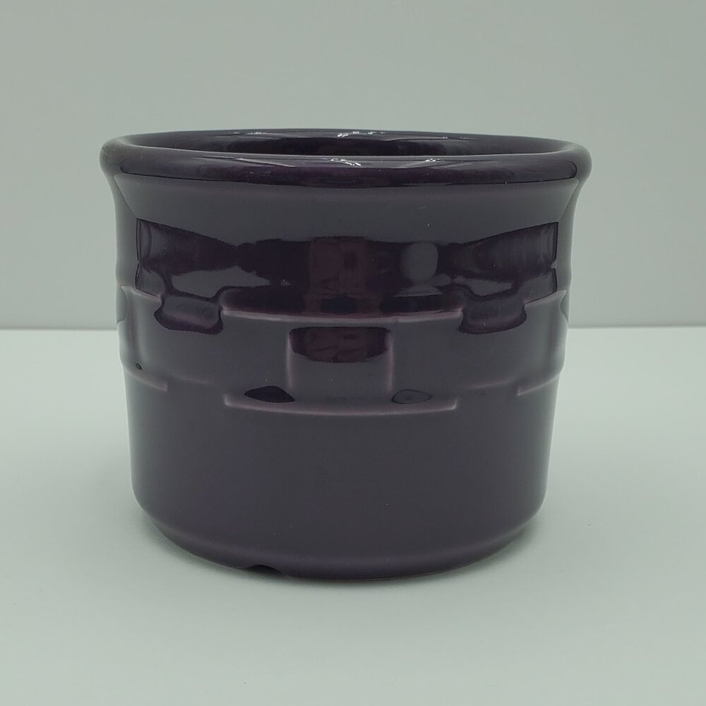 Longaberger Pottery Woven Traditions Eggplant Salt Crock Purple Pint Crock